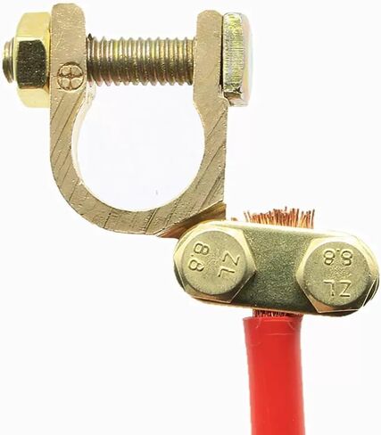 Brass Battery Terminals, 2 Pack | Heavy Duty, Universal Positive Negative Cable Clamps, Anti-Corrosion Washers, For Car Truck Marine RV in Saudi Arabia