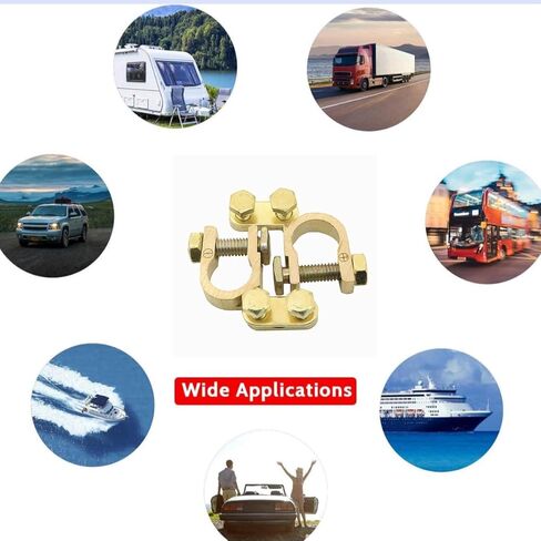 Brass Battery Terminals, 2 Pack | Heavy Duty, Universal Positive Negative Cable Clamps, Anti-Corrosion Washers, For Car Truck Marine RV in Saudi Arabia
