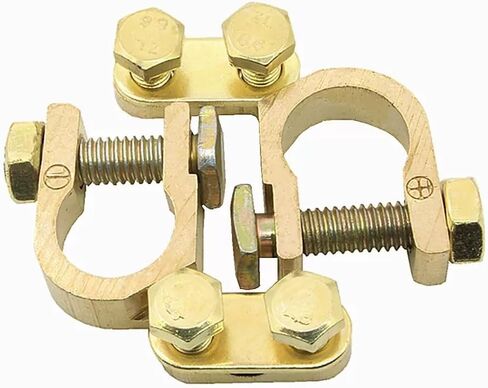 Brass Battery Terminals, 2 Pack | Heavy Duty, Universal Positive Negative Cable Clamps, Anti-Corrosion Washers, For Car Truck Marine RV in Saudi Arabia