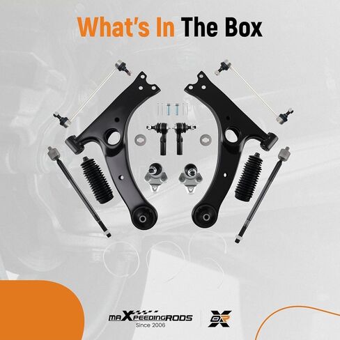maXpeedingrods 12Pcs Front Suspension Kit for Toyota Corolla 2009-2013 Toyota Matrix 2009-2013, Front Lower Control Arm with Ball Joint, Sway Bar End Link, Outer & Inner Tie Rod, Boots in Kuwait
