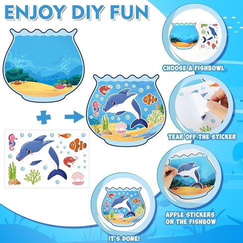 32 Sets Beach Crafts for Kids Under the Sea Party Decorations Ocean Animal Stickers Summer Activities Make A Ocean Animals Worlds Sticker Scene Classroom Game DIY Fish Decoration for Party Favors Art in Saudi Arabia