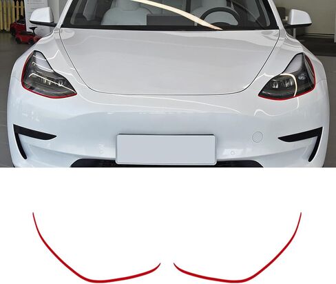 ملصق حواجب أمامي للسيارة من BETTERHUMZ متوافق مع طراز Tesla 3 Highland Model Y 2025 2024-2020 من الفينيل للمصابيح الأمامية وغطاء شريط الجفن وملحقات الملصقات (GEN 3.0، أحمر) in Kuwait