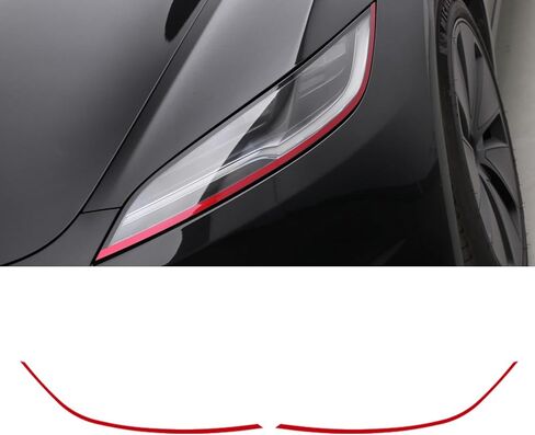 ملصق حواجب أمامي للسيارة من BETTERHUMZ متوافق مع طراز Tesla 3 Highland Model Y 2025 2024-2020 من الفينيل للمصابيح الأمامية وغطاء شريط الجفن وملحقات الملصقات (GEN 3.0، أحمر) in Kuwait