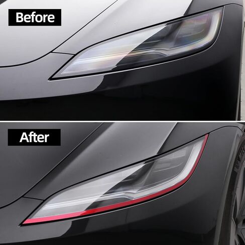 ملصق حواجب أمامي للسيارة من BETTERHUMZ متوافق مع طراز Tesla 3 Highland Model Y 2025 2024-2020 من الفينيل للمصابيح الأمامية وغطاء شريط الجفن وملحقات الملصقات (GEN 3.0، أحمر) in Kuwait