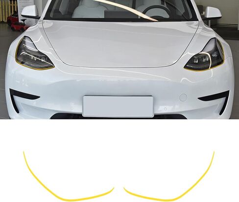 ملصق حواجب أمامي للسيارة من BETTERHUMZ متوافق مع طراز Tesla 3 Highland Model Y 2025 2024-2020 من الفينيل للمصابيح الأمامية وغطاء شريط الجفن وملحقات الملصقات (GEN 3.0، أحمر) in Kuwait