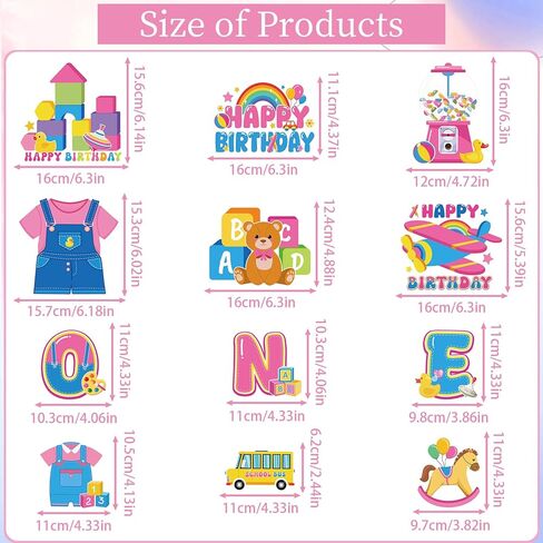 Rachell Teacher 1st Birthday Decorations - 12 Pcs Cartoon English Teacher Honeycomb Centerpieces Rachel Girls Rainbow ABC Bus Table Decorations for Fans 1 Year Old Birthday Party Decor in Kuwait