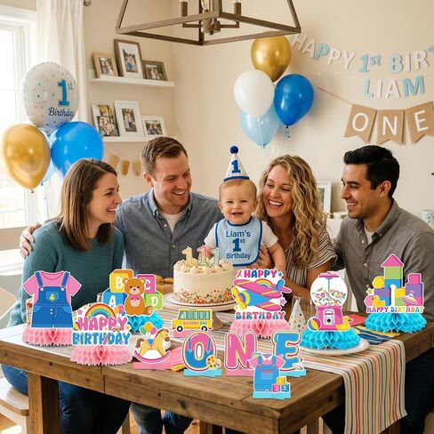 Rachell Teacher 1st Birthday Decorations - 12 Pcs Cartoon English Teacher Honeycomb Centerpieces Rachel Girls Rainbow ABC Bus Table Decorations for Fans 1 Year Old Birthday Party Decor in Kuwait