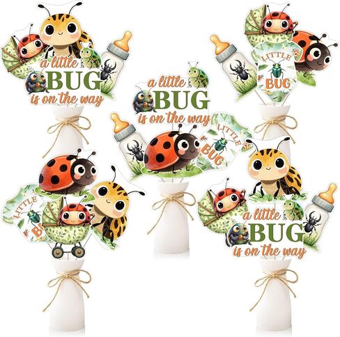 A Little Bug Is on the Way Centerpieces Sticks, Little Bug Baby Shower Table Decorations, Beetle Themed Baby Shower Party Decor, Double-Sided Printed Insect Table Signs for Boys and Girls Baby Shower in Saudi Arabia