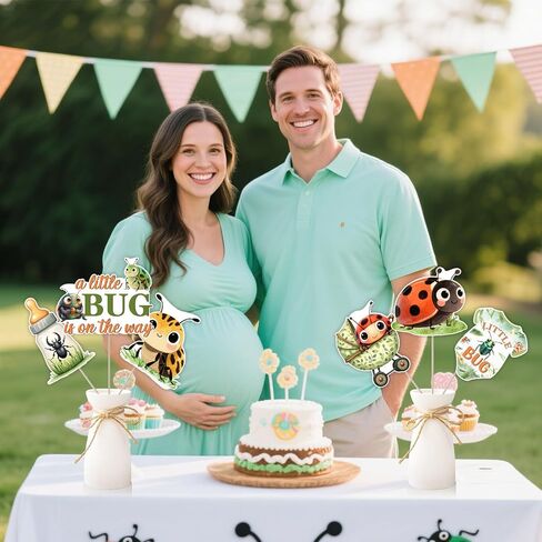 A Little Bug Is on the Way Centerpieces Sticks, Little Bug Baby Shower Table Decorations, Beetle Themed Baby Shower Party Decor, Double-Sided Printed Insect Table Signs for Boys and Girls Baby Shower in Saudi Arabia