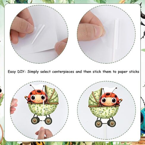 A Little Bug Is on the Way Centerpieces Sticks, Little Bug Baby Shower Table Decorations, Beetle Themed Baby Shower Party Decor, Double-Sided Printed Insect Table Signs for Boys and Girls Baby Shower in Saudi Arabia