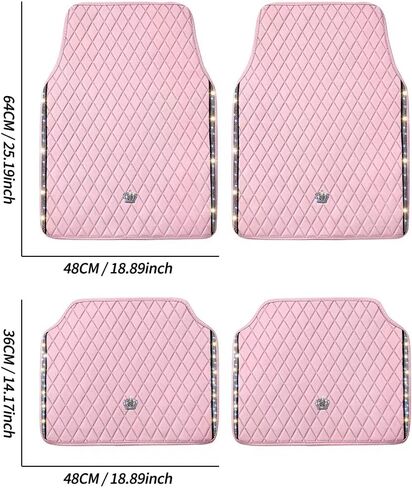 Universal Anti-Slip Car Mats, 4PCS Full Set Diamond Pattern PVC Floor Mats for SUV Sedan Truck, Waterproof All Weather Interior Accessories(Pink) in Kuwait