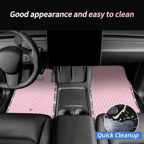 Universal Anti-Slip Car Mats, 4PCS Full Set Diamond Pattern PVC Floor Mats for SUV Sedan Truck, Waterproof All Weather Interior Accessories(Pink) in Kuwait