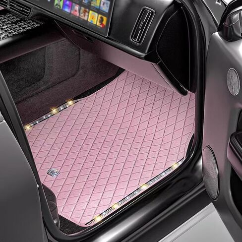 Universal Anti-Slip Car Mats, 4PCS Full Set Diamond Pattern PVC Floor Mats for SUV Sedan Truck, Waterproof All Weather Interior Accessories(Pink) in Kuwait