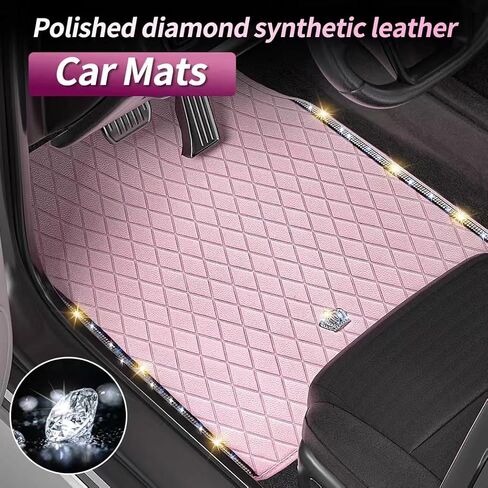 Universal Anti-Slip Car Mats, 4PCS Full Set Diamond Pattern PVC Floor Mats for SUV Sedan Truck, Waterproof All Weather Interior Accessories(Pink) in Kuwait