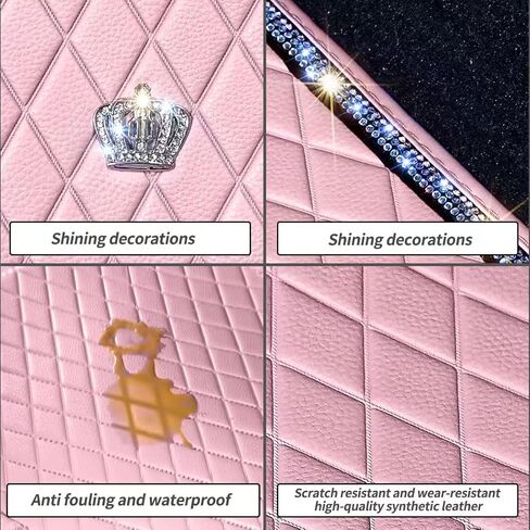 Universal Anti-Slip Car Mats, 4PCS Full Set Diamond Pattern PVC Floor Mats for SUV Sedan Truck, Waterproof All Weather Interior Accessories(Pink) in Kuwait
