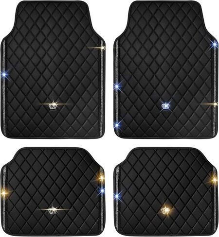 Universal Anti-Slip Car Mats, 4PCS Full Set Diamond Pattern PVC Floor Mats for SUV Sedan Truck, Waterproof All Weather Interior Accessories(Pink) in Saudi Arabia