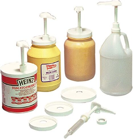Carlisle FoodService Products Universal Condiment Pump/Dispenser Kit with 5 Lids, White in Saudi Arabia