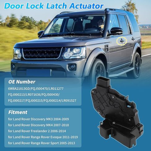Front Left Power Door Lock Latch Actuator for Land Rover Discovery MK3 MK4 Freelander Range Rover Evoque Sport No.6W8A21813GD/FQJ500470/LR011277 Door Lock Actuator Assembly Motor in Kuwait