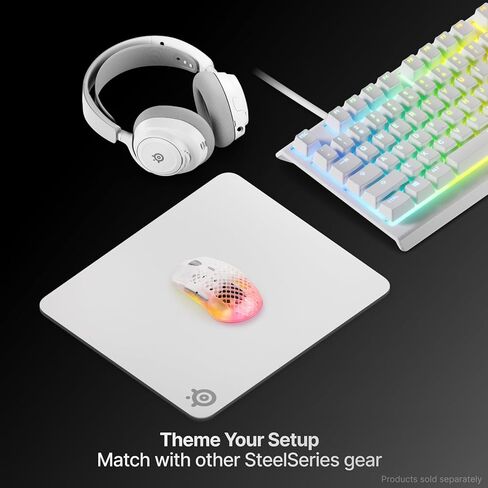 لوحة ماوس الألعاب الثقيلة SteelSeries QcK — قاعدة مطاطية سيليكون أكثر سمكًا وغير قابلة للانزلاق، تتبع الذروة، مثالية للألعاب FPS، MOBAs، RTS، MMO — حجم كبير 450 مم × 400 مم × 6 مم — أبيض in Kuwait
