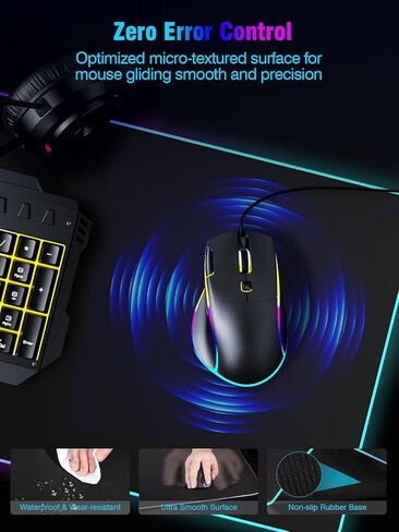 Mouse Pad with Magnetic Wireless Charging, Large Desk Pad Protector, RGB Black Desk Mat with 15W Fast Charger, Non-Slip Waterproof Mousepad for Office Home Gaming (XL-31.5x11.8 Black with PD Adapter) in Kuwait