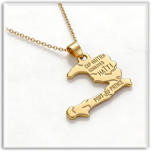 Xusamss Fashion 18K Gold Plated Alloy Haitian Map Pendant Charm Necklace in Saudi Arabia