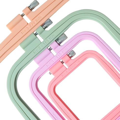 WINDAWNKE 3 Pack Square Embroidery Hoops, ABS Plastic Cross Stitch Hoop for Sewing, Needlework, Embroidery Projects (3", 4.3", 6.5") in Saudi Arabia
