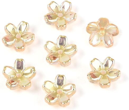 100Pcs Medium Purple Transparent Electroplate Glass Floret Bead Caps 5-Patal Flower Spacer Beads Finding for DIY Jewelry Making Crafts Supplies 10~11x4~4.5mm in Kuwait
