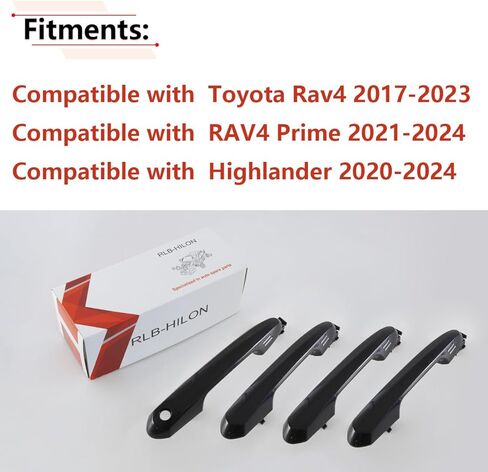 RLB-HILON 1Set Exterior Door Handle Compatible with Toyota RAV4 2017-2023, for Rav4 Prime 2021 2022 2023 2024, for Highlander 2020-2024, Black Color in Kuwait