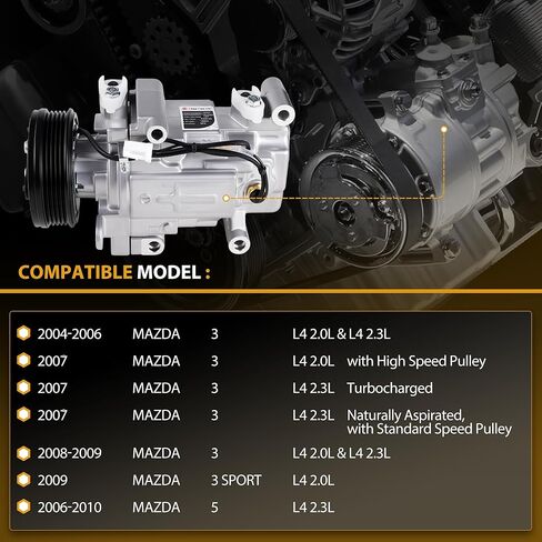 A/C Compressor with Clutch Compatible with 2004-2009 Mazda 3, 2009 sport, 2006-2010 5, 2.0L 2.3L in Saudi Arabia