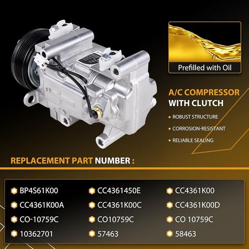 A/C Compressor with Clutch Compatible with 2004-2009 Mazda 3, 2009 sport, 2006-2010 5, 2.0L 2.3L in Saudi Arabia