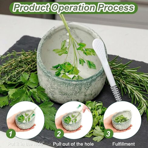 Aiuulu 4" X 4" Ceramic Herb Stripper Bowl, Handmade Pottery Herb Tool for Peeling Off the Leafy Assembly in Saudi Arabia