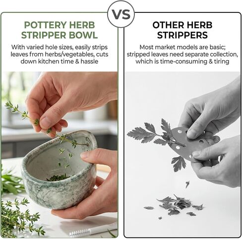 Aiuulu 4" X 4" Ceramic Herb Stripper Bowl, Handmade Pottery Herb Tool for Peeling Off the Leafy Assembly in Saudi Arabia