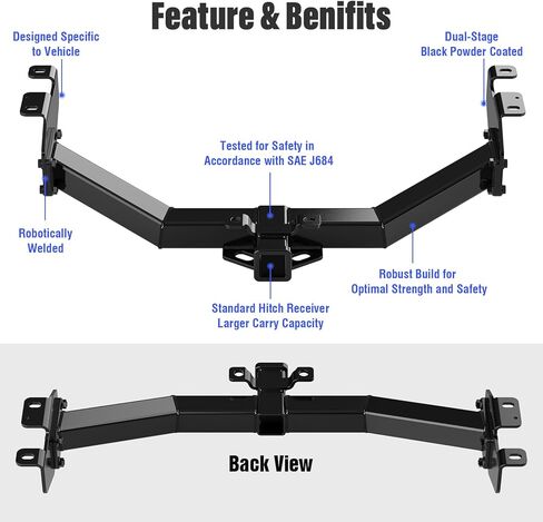 Trailer Hitch, 2 inch Towing Hitch Receiver with Class 3 Hitch Cover Compatible with GMC Sierra 1500 1999-2013 & Compatible with Chevrolet Silverado 1500 in Kuwait