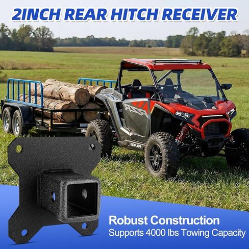W&JWN 2" UTV Rear Receiver Hitch Compatible with Polaris RZR XP 1000/XP 4 1000 2014-2025 Heavy Duty RZR Hitch Receiver with Trailer Hitch Cover Orange Trailer Hitch Pin in Saudi Arabia