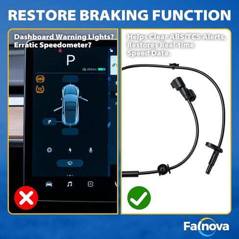 Front ABS Wheel Speed Sensor Compatible with Tesla Model 3 2017-2022 & Model Y 2020-2022, Replacement for OEM 118876100A 0265011597, Front Left or Right Side, Plug and Play in Kuwait