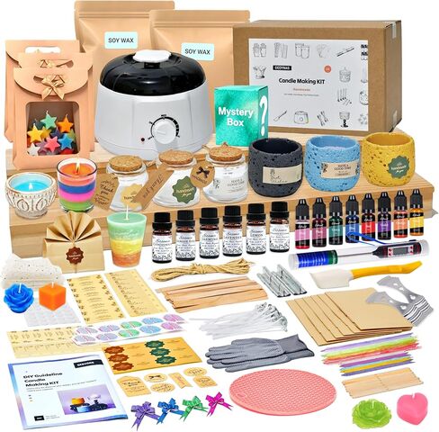 Geoynas 128pcs Candle Making Kit for Adults & Beginners–Soy Wax Candle Making Supplies,4Lb Soy Wax,6 Units Long-Lasting Scents,30pcs Candle Wicks,Wax Melter–Crafts for Adults Women,Gifts for Hobbies in Saudi Arabia
