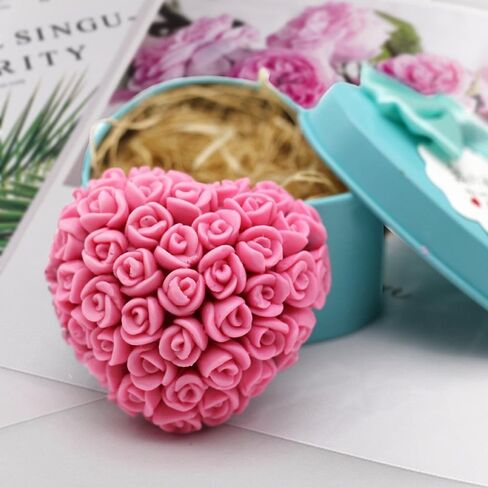 Lovely Heart Silicone Soap Mold Flower Rose DIY Form Fondant Soap Making 3D Handmade Decorating Mould Handmade Drop Glue Mold in Kuwait