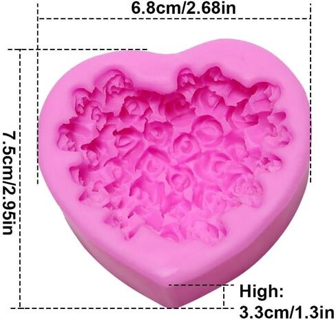 Lovely Heart Silicone Soap Mold Flower Rose DIY Form Fondant Soap Making 3D Handmade Decorating Mould Handmade Drop Glue Mold in Kuwait