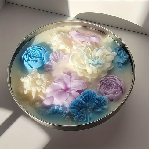 Set of 5 Flower Series Silicone Candle Molds with Rose Bud Rose Peony Daisy Egg Blossoms for DIY Candles Resin Soap Making Home Decor Holiday Gift in Saudi Arabia