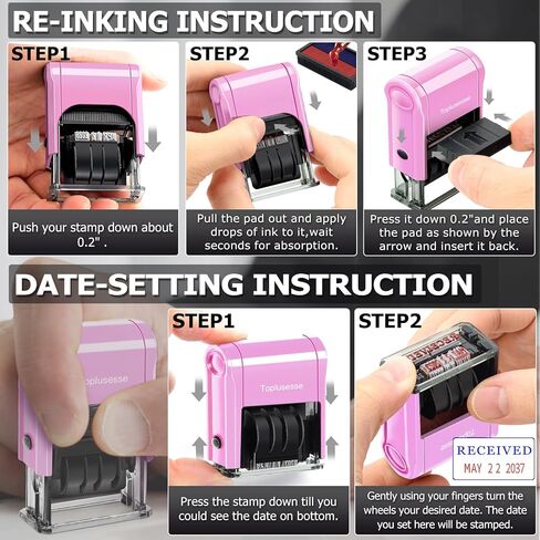 Date Stamp with Turned in Self-Inking Office Rubber Date Stamp Custom Turned in Phrase Date Stamp for Business 12-Year Band Purple 2024 in Saudi Arabia