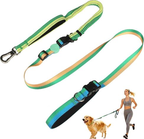 EVERKING 6-in-1 Hands-Free Dog Leash, Adjustable Elastic Reflective Nylon, Dual-Handle Shock Absorbing, 6 Feet, for Small to Large Dogs 30-150lbs (Sunset Blaze) in Saudi Arabia
