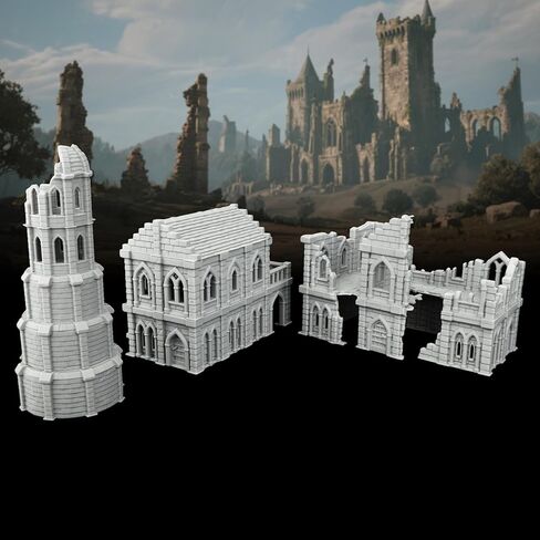 Town Buildings RPG Terrain Set for DND Accessories, 28MM Scale Compatible with TTRPG Buildings, Table Maps Characters, and Dungeons and Dragons Scenario Pieces-AF1078 in Kuwait