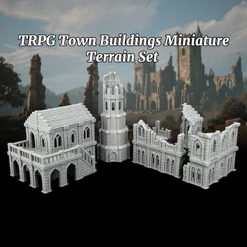 Town Buildings RPG Terrain Set for DND Accessories, 28MM Scale Compatible with TTRPG Buildings, Table Maps Characters, and Dungeons and Dragons Scenario Pieces-AF1078 in Kuwait