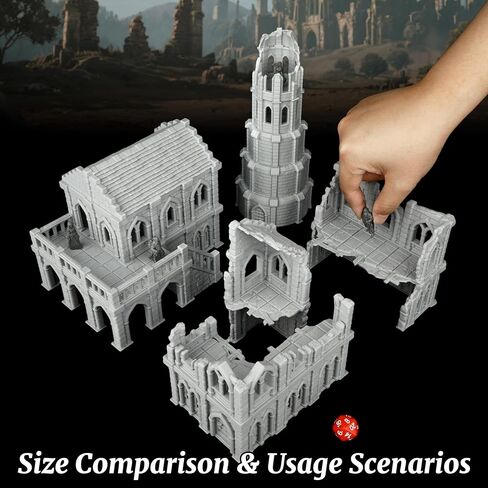 Town Buildings RPG Terrain Set for DND Accessories, 28MM Scale Compatible with TTRPG Buildings, Table Maps Characters, and Dungeons and Dragons Scenario Pieces-AF1078 in Kuwait
