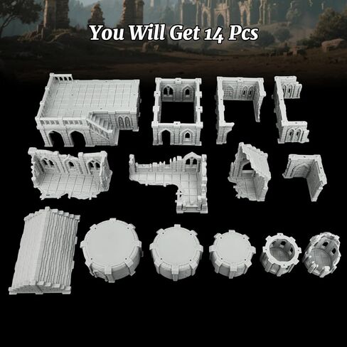 Town Buildings RPG Terrain Set for DND Accessories, 28MM Scale Compatible with TTRPG Buildings, Table Maps Characters, and Dungeons and Dragons Scenario Pieces-AF1078 in Kuwait