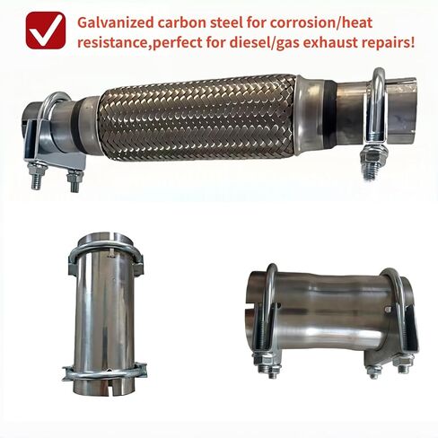 Exhaust U-Bolt Clamp Galvanized Carbon Steel Heavy Duty Muffler Clamp, Saddle Style for Exhaust System Repair & Diesel/Gas Pipes (silvery，3Inch) in Saudi Arabia