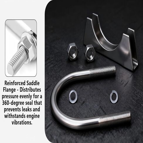 Exhaust U-Bolt Clamp Galvanized Carbon Steel Heavy Duty Muffler Clamp, Saddle Style for Exhaust System Repair & Diesel/Gas Pipes (silvery，3Inch) in Saudi Arabia