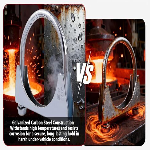 Exhaust U-Bolt Clamp Galvanized Carbon Steel Heavy Duty Muffler Clamp, Saddle Style for Exhaust System Repair & Diesel/Gas Pipes (silvery，3Inch) in Saudi Arabia