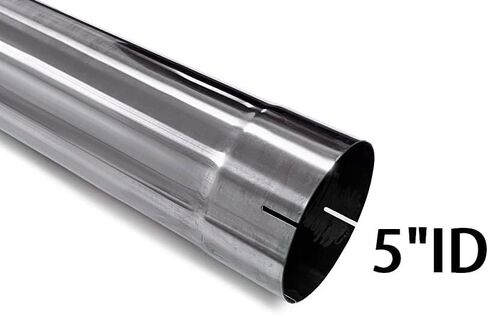 Northeastern Exhaust | Polished Stainless Steel Straight Exhaust Pipe Universal (5 Inch ID/OD x 51 Inch Long) | Straight Pipe Muffler with 5 Inch Band Clamps | Automotive Replacement Part in Saudi Arabia