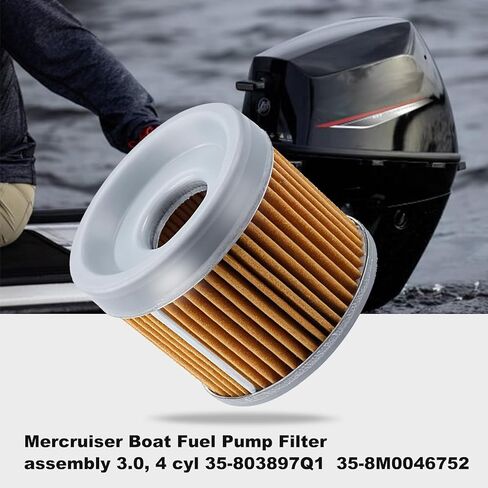 فلتر الوقود 8M0046752 متوافق مع MerCruiser Mercury Marine لسييرا 18-7784 Mercruiser 803897Q1 35-803897Q1 35-11004Q2 مالوري 9-37821 محرك داخلي Sterndrive 4 Cyl 6 Cyl 2.5 3.0 3.7 4.3 L in Kuwait